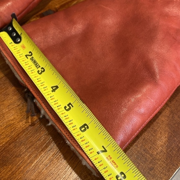 Eddie Bauer Vintage leather shearling winter tall boots wedge heel Sz 9 Rust - Picture 12 of 17